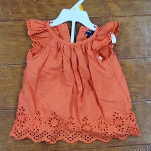 Orange Eyelet Trim Dress